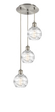 Innovations Lighting 113B-3P-SN-G1213-6CL - Athens Deco Swirl - 3 Light - 12 inch - Brushed Satin Nickel - Cord Hung - Multi Pendant