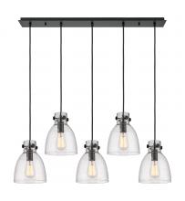 Innovations Lighting 125-410-1PS-BK-G412-8SDY - Newton Bell - 5 Light - 40 inch - Matte Black - Linear Pendant