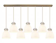 Innovations Lighting 127-410-1PS-BB-G412-8WH - Newton Bell - 7 Light - 52 inch - Brushed Brass - Linear Pendant