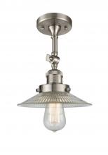 Innovations Lighting 201F-SN-G2 - Halophane - 1 Light - 9 inch - Brushed Satin Nickel - Adjustable Semi-Flush Mount