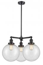 Innovations Lighting 207-BK-G204-10 - Beacon - 3 Light - 24 inch - Matte Black - Stem Hung - Chandelier