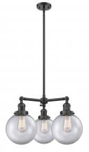 Innovations Lighting 207-OB-G202-8 - Beacon - 3 Light - 22 inch - Oil Rubbed Bronze - Stem Hung - Chandelier