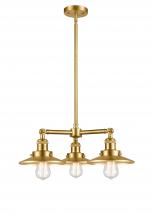 Innovations Lighting 207-SG-M4 - Railroad - 3 Light - 19 inch - Satin Gold - Stem Hung - Chandelier