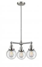 Innovations Lighting 207-SN-G204-6 - Beacon - 3 Light - 19 inch - Brushed Satin Nickel - Stem Hung - Chandelier