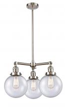 Innovations Lighting 207-SN-G204-8 - Beacon - 3 Light - 22 inch - Brushed Satin Nickel - Stem Hung - Chandelier