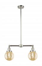 Innovations Lighting 209-PN-G208-6 - Beacon - 2 Light - 23 inch - Polished Nickel - Stem Hung - Adjustable Island Light