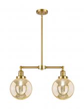Innovations Lighting 209-SG-G208-8 - Beacon - 2 Light - 25 inch - Satin Gold - Stem Hung - Adjustable Island Light