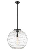 Innovations Lighting 221-1S-BK-G1213-18CL - Athens Deco Swirl - 1 Light - 18 inch - Matte Black - Stem Hung - Pendant