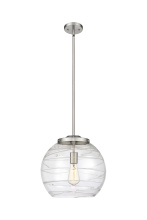 Innovations Lighting 221-1S-SN-G1213-14CL - Athens Deco Swirl - 1 Light - 14 inch - Brushed Satin Nickel - Stem Hung - Pendant