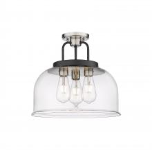 Innovations Lighting 239-3C-BSN-G239-15CL - Kahana - 3 Light - 15 inch - Black Satin Nickel - Semi-Flush Mount