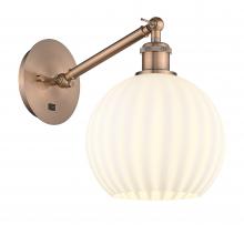 Innovations Lighting 317-1W-AC-G1217-8WV - White Venetian - 1 Light - 8 inch - Antique Copper - Adjustable Sconce