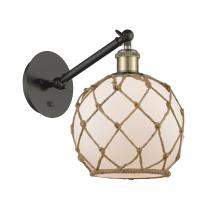 Innovations Lighting 317-1W-BAB-G121-8RB - Farmhouse Rope - 1 Light - 8 inch - Black Antique Brass - Adjustable Sconce