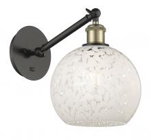 Innovations Lighting 317-1W-BAB-G1216-8WM - White Mouchette - 1 Light - 8 inch - Black Antique Brass - Adjustable Sconce