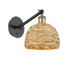 Innovations Lighting 317-1W-BAB-RBD-8-NAT - Woven Rattan - 1 Light - 8 inch - Black Antique Brass - Adjustable Sconce