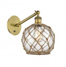 Innovations Lighting 317-1W-BB-G122-8RB - Farmhouse Rope - 1 Light - 8 inch - Brushed Brass - Adjustable Sconce