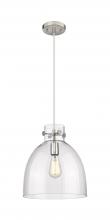 Innovations Lighting 410-1PM-SN-G412-12CL - Newton Bell - 1 Light - 12 inch - Satin Nickel - Cord hung - Pendant