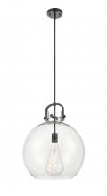Innovations Lighting 410-1S-BK-16CL - Newton Sphere - 1 Light - 16 inch - Matte Black - Stem hung - Pendant