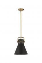 Innovations Lighting 410-1SM-BB-M411-10BK - Newton Cone - 1 Light - 10 inch - Brushed Brass - Mini Pendant