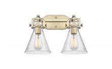 Innovations Lighting 410-2W-BB-G411-7SDY - Newton Cone - 2 Light - 17 inch - Brushed Brass - Bath Vanity Light