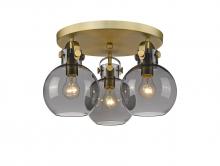 Innovations Lighting 410-3F-BB-G410-7SM - Newton Sphere - 3 Light - 18 inch - Brushed Brass - Semi-Flush Mount