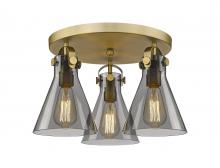 Innovations Lighting 410-3F-BB-G411-7SM - Newton Cone - 3 Light - 18 inch - Brushed Brass - Semi-Flush Mount
