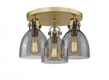 Innovations Lighting 410-3F-BB-G412-7SM - Newton Bell - 3 Light - 18 inch - Brushed Brass - Semi-Flush Mount