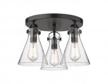 Innovations Lighting 410-3F-BK-G411-7CL - Newton Cone - 3 Light - 18 inch - Matte Black - Semi-Flush Mount