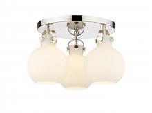 Innovations Lighting 410-3F-PN-G410-7WH - Newton Sphere - 3 Light - 18 inch - Polished Nickel - Semi-Flush Mount