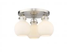 Innovations Lighting 410-3F-SN-G410-7WH - Newton Sphere - 3 Light - 18 inch - Satin Nickel - Semi-Flush Mount