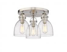 Innovations Lighting 410-3F-SN-G412-7SDY - Newton Bell - 3 Light - 18 inch - Satin Nickel - Semi-Flush Mount