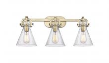 Innovations Lighting 410-3W-BB-G411-7SDY - Newton Cone - 3 Light - 27 inch - Brushed Brass - Bath Vanity Light