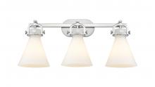 Innovations Lighting 410-3W-SN-G411-7WH - Newton Cone - 3 Light - 27 inch - Satin Nickel - Bath Vanity Light