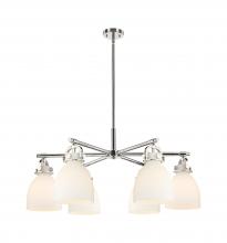 Innovations Lighting 410-6CR-PN-G412-7WH - Newton Bell - 6 Light - 26 inch - Polished Nickel - Chandelier
