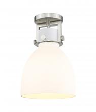 Innovations Lighting 411-1F-SN-G412-8WH - Newton Bell - 1 Light - 8 inch - Satin Nickel - Semi-Flush Mount