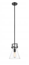 Innovations Lighting 411-1S-BK-8CL - Newton Cone - 1 Light - 8 inch - Matte Black - Stem hung - Mini Pendant