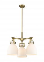 Innovations Lighting 411-3CR-BB-G412-7WH - Newton Bell - 3 Light - 21 inch - Brushed Brass - Pendant