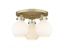 Innovations Lighting 411-3F-BB-G410-7WH - Newton Sphere - 3 Light - 18 inch - Brushed Brass - Semi-Flush Mount
