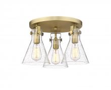 Innovations Lighting 411-3F-BB-G411-7SDY - Newton Cone - 3 Light - 18 inch - Brushed Brass - Semi-Flush Mount