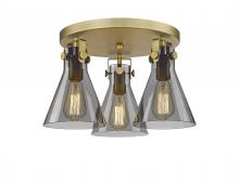 Innovations Lighting 411-3F-BB-G411-7SM - Newton Cone - 3 Light - 18 inch - Brushed Brass - Semi-Flush Mount