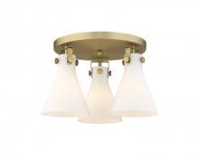 Innovations Lighting 411-3F-BB-G411-7WH - Newton Cone - 3 Light - 18 inch - Brushed Brass - Semi-Flush Mount