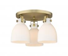 Innovations Lighting 411-3F-BB-G412-7WH - Newton Bell - 3 Light - 18 inch - Brushed Brass - Semi-Flush Mount