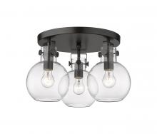 Innovations Lighting 411-3F-BK-G410-7CL - Newton Sphere - 3 Light - 18 inch - Matte Black - Semi-Flush Mount