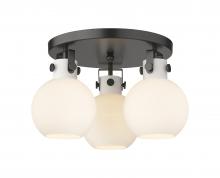 Innovations Lighting 411-3F-BK-G410-7WH - Newton Sphere - 3 Light - 18 inch - Matte Black - Semi-Flush Mount