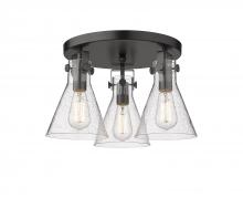 Innovations Lighting 411-3F-BK-G411-7SDY - Newton Cone - 3 Light - 18 inch - Matte Black - Semi-Flush Mount