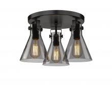 Innovations Lighting 411-3F-BK-G411-7SM - Newton Cone - 3 Light - 18 inch - Matte Black - Semi-Flush Mount