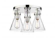 Innovations Lighting 411-3F-PN-G411-7CL - Newton Cone - 3 Light - 18 inch - Polished Nickel - Semi-Flush Mount