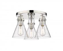 Innovations Lighting 411-3F-PN-G411-7SDY - Newton Cone - 3 Light - 18 inch - Polished Nickel - Semi-Flush Mount