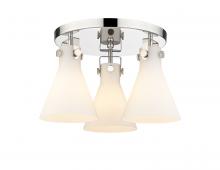 Innovations Lighting 411-3F-PN-G411-7WH - Newton Cone - 3 Light - 18 inch - Polished Nickel - Semi-Flush Mount