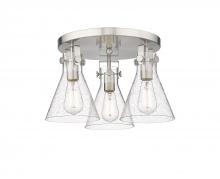 Innovations Lighting 411-3F-SN-G411-7SDY - Newton Cone - 3 Light - 18 inch - Satin Nickel - Semi-Flush Mount