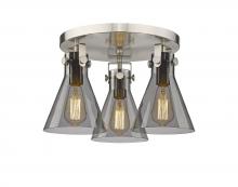 Innovations Lighting 411-3F-SN-G411-7SM - Newton Cone - 3 Light - 18 inch - Satin Nickel - Semi-Flush Mount